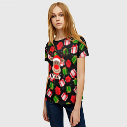 Футболка женская Новогодние подарки и Олень, цвет: 3D-принт — фото 2