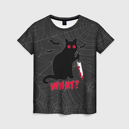 Женская футболка What? Кот убийца / 3D-принт – фото 1