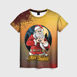 Женская футболка Santa love you