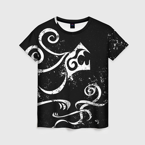 Женская футболка ТАТУИРОВКА ДРАКЕНА WHITE AND BLACK / 3D-принт – фото 1