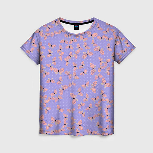 Женская футболка Бабочки паттерн лиловый / 3D-принт – фото 1
