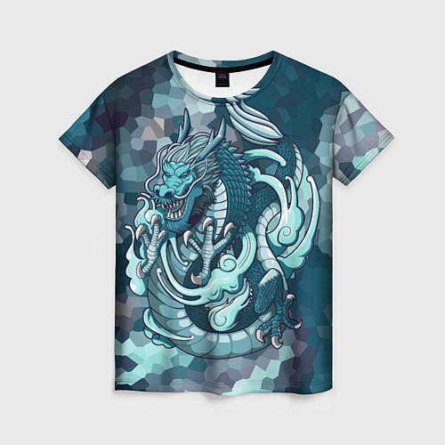 Женская футболка Дракон-стихия воды / 3D-принт – фото 1