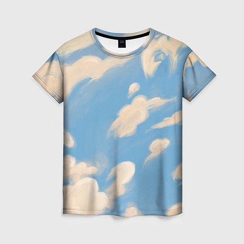 Женская футболка Рисунок голубого неба с облаками маслом / 3D-принт – фото 1