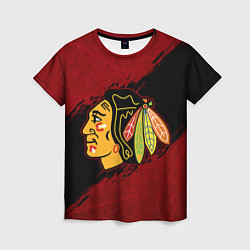 Футболка женская Chicago Blackhawks, Чикаго Блэкхокс, цвет: 3D-принт