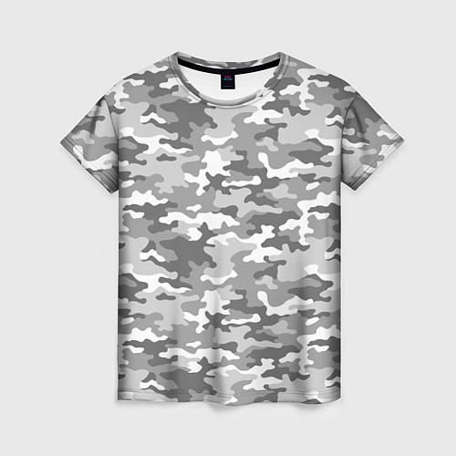 Женская футболка Серый Военный Камуфляж / 3D-принт – фото 1