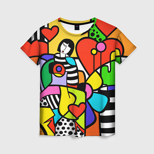 Женская футболка Romero Britto - valentines day / 3D-принт – фото 1