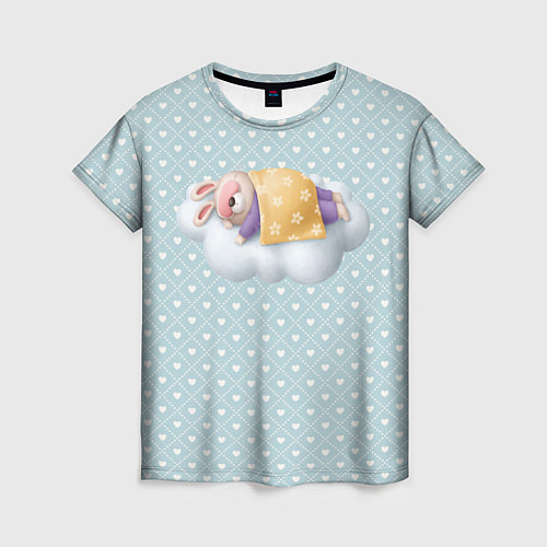 Женская футболка Спящий кролик / 3D-принт – фото 1