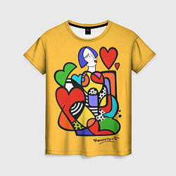 Футболка женская Girl with hearts, цвет: 3D-принт