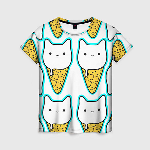 Женская футболка Гигантские коты мороженое / 3D-принт – фото 1
