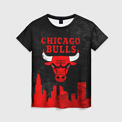 Футболка женская Chicago Bulls, Чикаго Буллз Город, цвет: 3D-принт