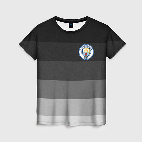 Женская футболка Манчестер Сити, Manchester City, Серый градиент / 3D-принт – фото 1