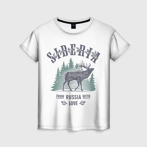 Женская футболка SIBERIA из России с Любовью / 3D-принт – фото 1