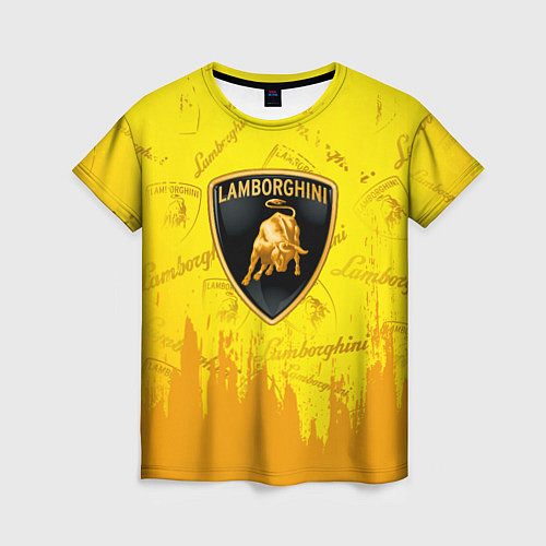 Женская футболка Lamborghini pattern gold / 3D-принт – фото 1