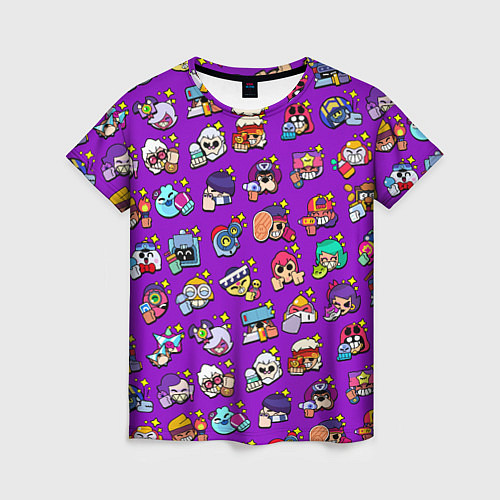 Женская футболка Особые редкие значки Бравл Пины фиолетовый фон Bra / 3D-принт – фото 1
