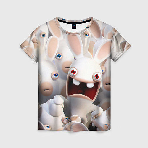 Женская футболка Бешеные кролики в толпе / 3D-принт – фото 1