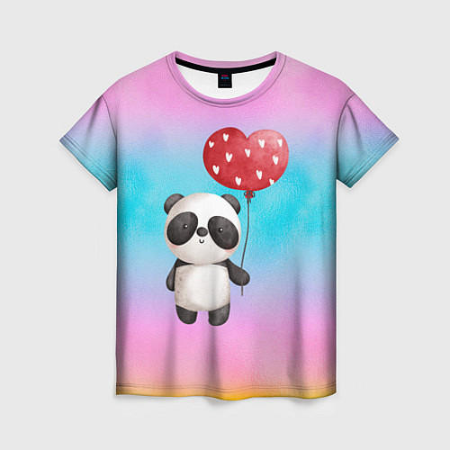 Женская футболка Маленькая панда с сердечком / 3D-принт – фото 1