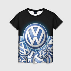 Футболка женская Volkswagen Большое лого паттерн, цвет: 3D-принт