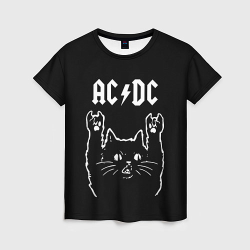 Женская футболка AC DC, Рок кот / 3D-принт – фото 1