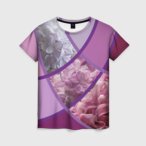 Женская футболка Весна Полосатый принт Сирень / 3D-принт – фото 1