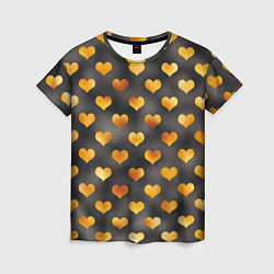 Женская футболка Сердечки Gold and Black