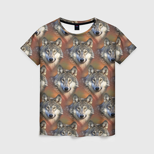 Женская футболка Волки Wolfs паттерн / 3D-принт – фото 1