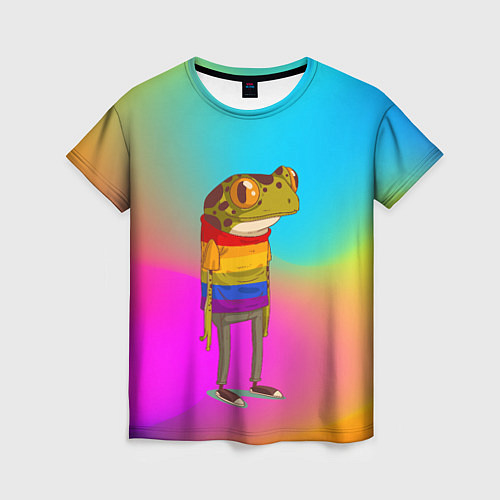 Женская футболка Радужная лягушка Rainbow Frog / 3D-принт – фото 1