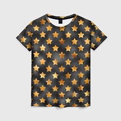 Женская футболка Золотые звезды на черном