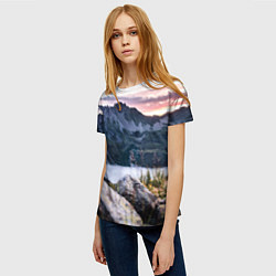 Футболка женская Горы на закате, цвет: 3D-принт — фото 2