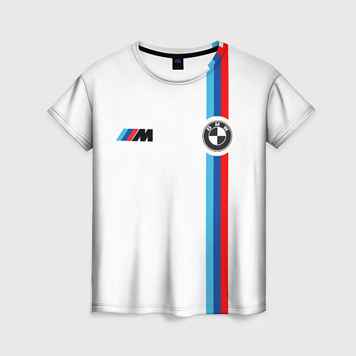 Женская футболка БМВ 3 STRIPE BMW WHITE / 3D-принт – фото 1