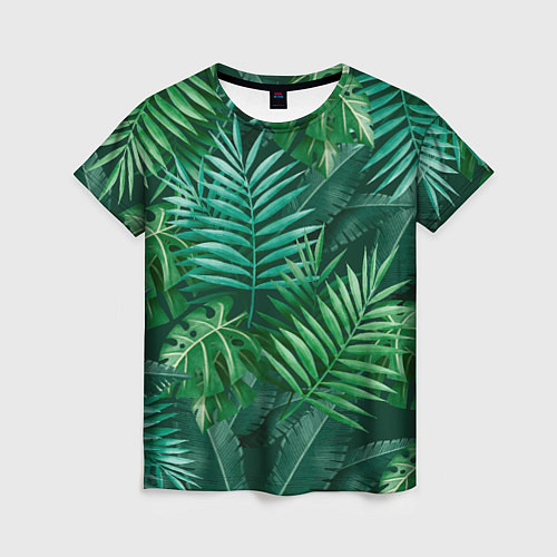Женская футболка Tropical plants pattern / 3D-принт – фото 1