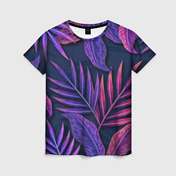 Футболка женская Neon Tropical plants pattern, цвет: 3D-принт