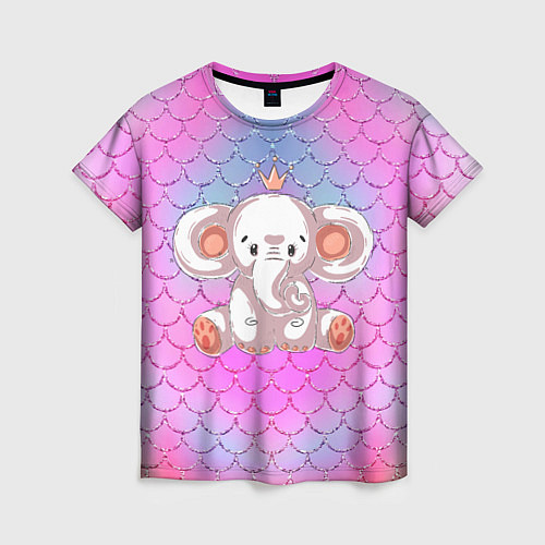 Женская футболка Маленький слоненок с короной / 3D-принт – фото 1
