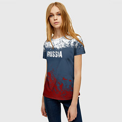 Футболка женская Россия - краски, цвет: 3D-принт — фото 2