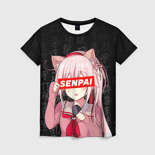 Женская футболка Senpai, Anime Неко тян / 3D-принт – фото 1