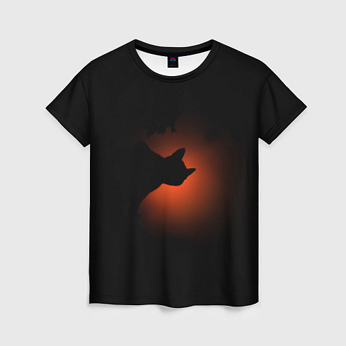 Женская футболка Кошка и закат / 3D-принт – фото 1