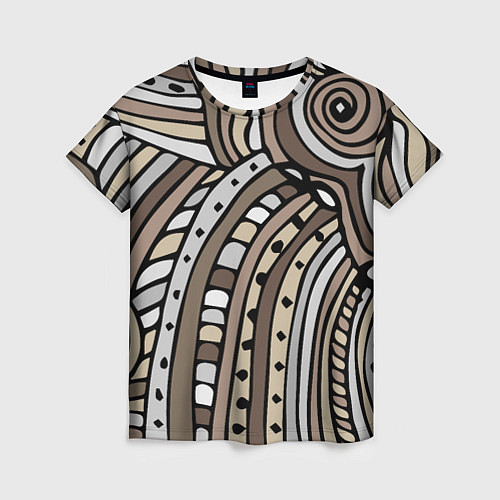 Женская футболка Абстрактный геометрический рисунок от руки Волны, / 3D-принт – фото 1