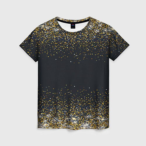 Женская футболка Золотые блестки на темном фоне Сияющий глиттер, бл / 3D-принт – фото 1