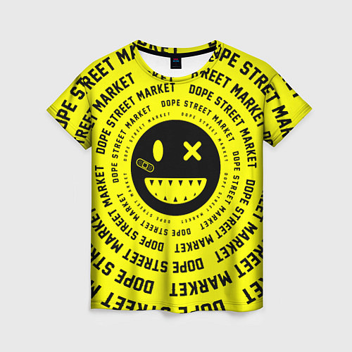 Женская футболка Счастливый Смайлик Yellow Dope Street Market / 3D-принт – фото 1