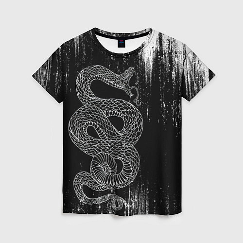 Женская футболка Snake Краски Змея ЧБ / 3D-принт – фото 1
