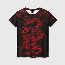 Футболка женская Красная Змея Red Snake Глитч, цвет: 3D-принт