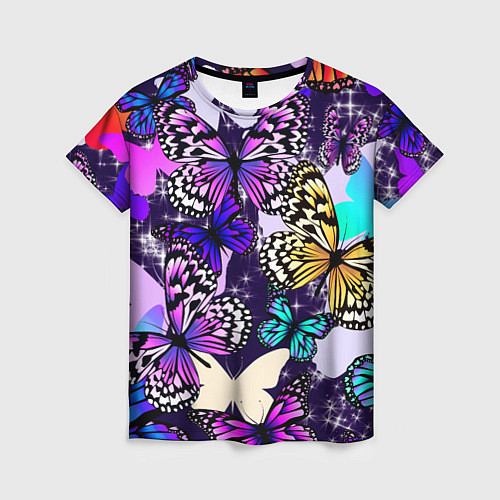 Женская футболка Бабочки Butterflies / 3D-принт – фото 1