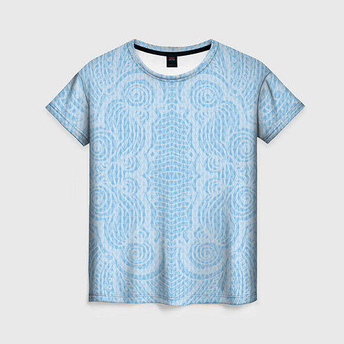 Женская футболка Вязаный светлый узор, абстракция Нежный голубой цв / 3D-принт – фото 1