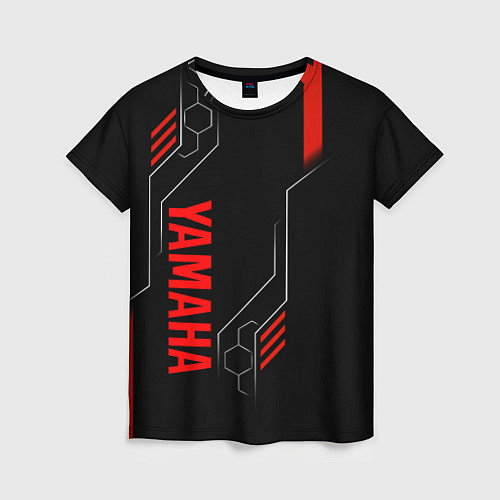 Женская футболка YAMAHA - ТЕХНОЛОГИИ КРАСНЫЙ / 3D-принт – фото 1
