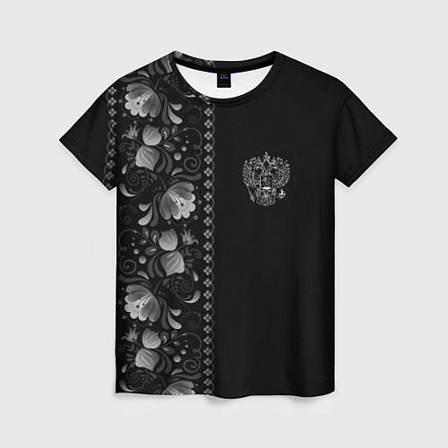 Женская футболка ГЖЕЛЬ RUSSIA ЧБ / 3D-принт – фото 1