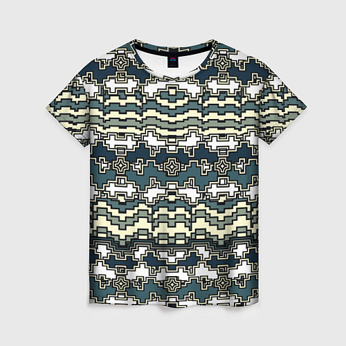 Женская футболка Узор прямоугольный пиксел / 3D-принт – фото 1