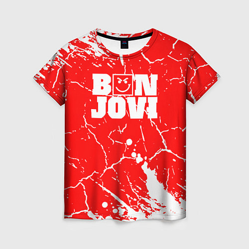 Женская футболка Bon jovi Трещины / 3D-принт – фото 1