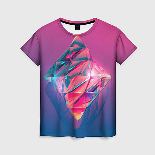Женская футболка Неоновый кристалл / 3D-принт – фото 1