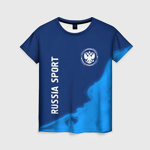 Женская футболка РОССИЯ - ГЕРБ Russia Sport Пламя / 3D-принт – фото 1
