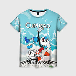 Футболка женская Cuphead 2 чашечки, цвет: 3D-принт