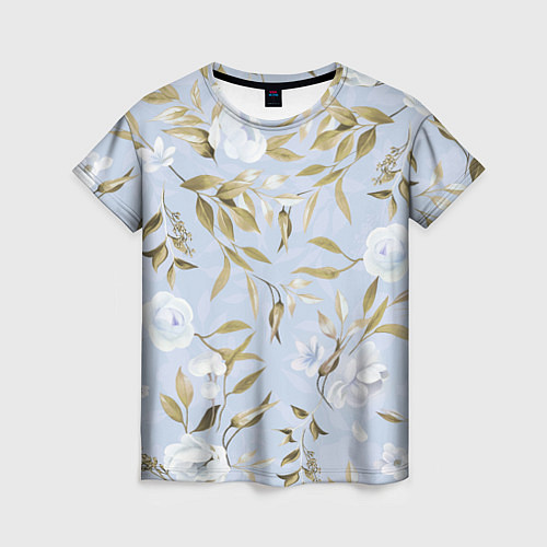 Женская футболка Цветы Золотые Листья / 3D-принт – фото 1